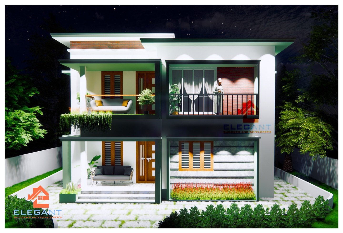 The Emerald Villa Night Illumination